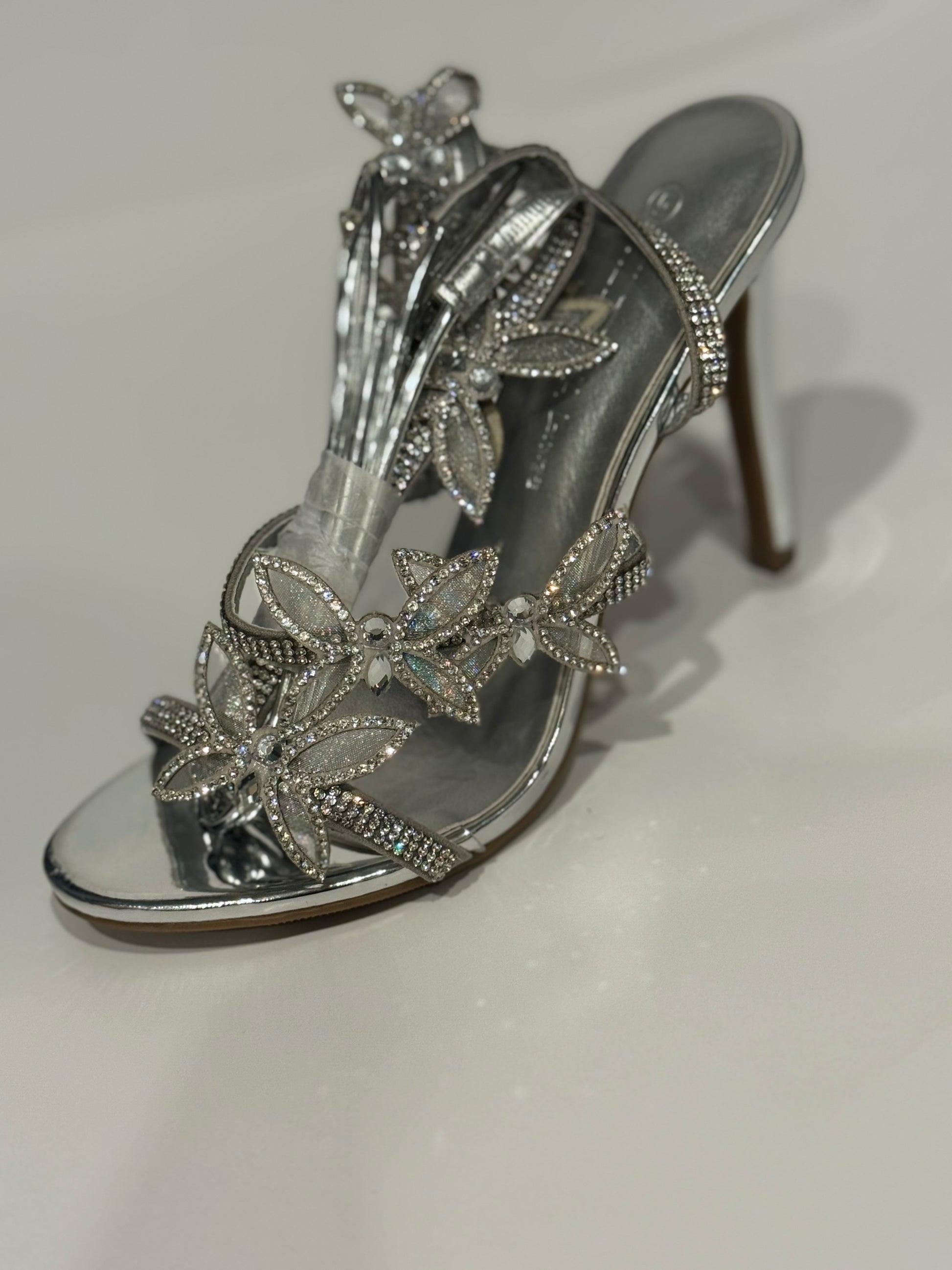 silver butterfly heel